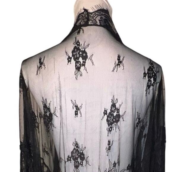 Women’s 3X lace, sheer, eyelash, kimono style loungewear witchy topper jacket - Picture 5 of 9